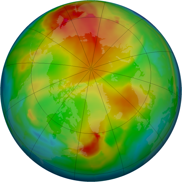 Arctic ozone map for 03 January 2015